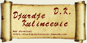 Đurđe Kulinčević vizit kartica